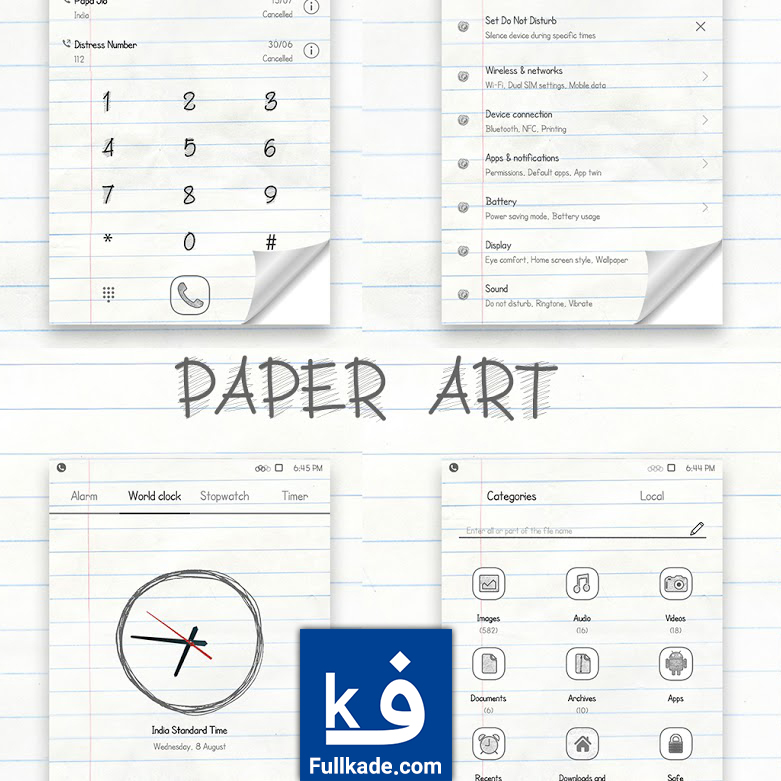 دانلود تم Paper Art برای هوآوی با رابط کاربری EMUI 8, EMUI 5