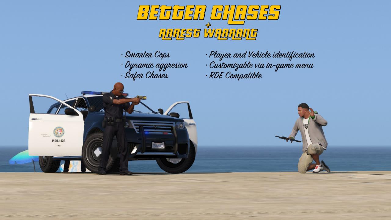 دانلود مود Better Chases + Arrest Warrant 1.2b برای GTA V
