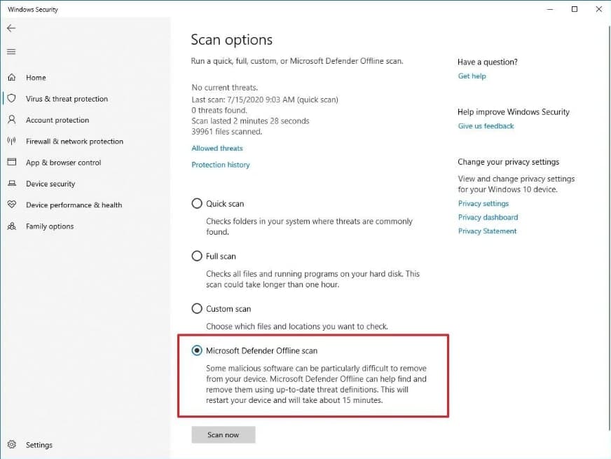 آموزش کار با Windows Security در ویندوز 10