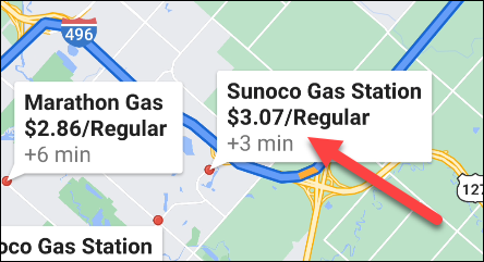 ایستگاه های پمپ بنزین در گوگل مپ