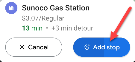 اضافه کردن پمپ بنزین به مسیر مقصد