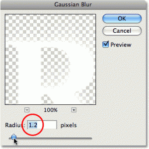 وارد کردن مقداری در محدوده 1.5 pixel برای Radius